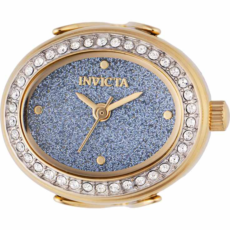 Invicta Mini 24mm Blue Dial Yellow Stainless Steel Band Quartz Ring Watch