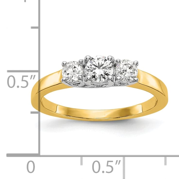 14K Two-tone Gold Lab Grown Diamond SI1/SI2, G H I, 3-Stone Engagement Ring