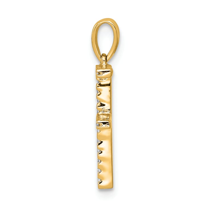 14K Yellow Gold Diamond Letter F Initial Pendant
