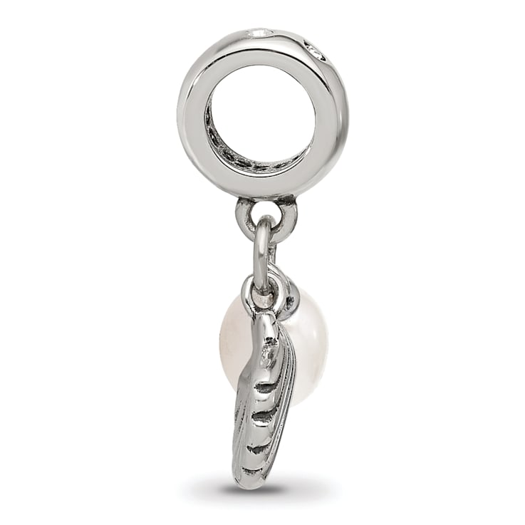 Sterling Silver Shell and Freshwater Pearl Dangle Bead