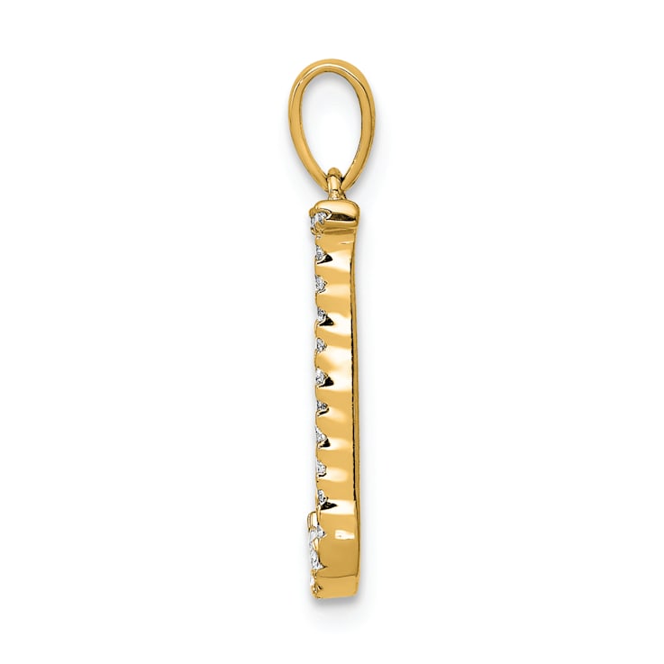 14K Yellow Gold Diamond Letter J Initial Pendant