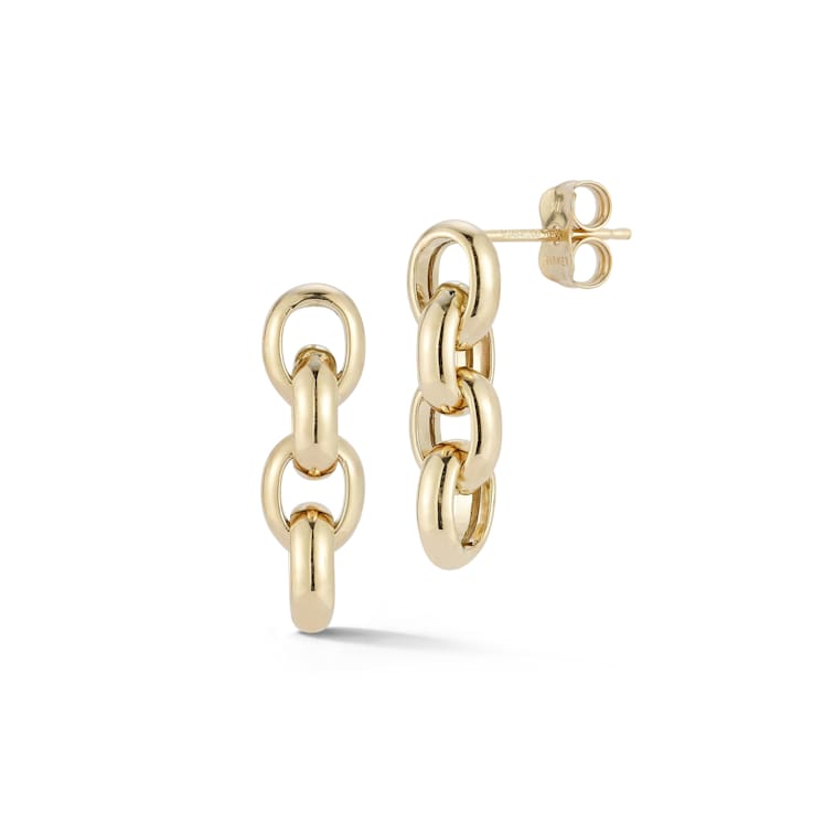 Bellissima Gold 14K Yellow Gold 4-Link Rolo Chain Dangle Earrings