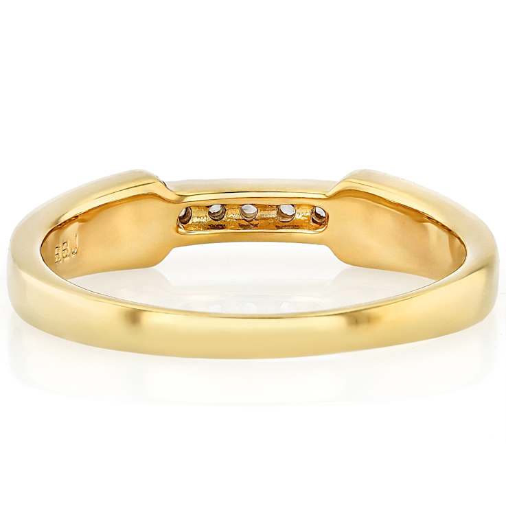 Red Sponge Coral Inlay And White Zircon Band Ring In 18K Gold Over
Sterling Silver 0.06ctw