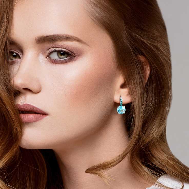 15.25ctw Sky Blue and London Blue Topaz Drop Earrings in Sterling Silver