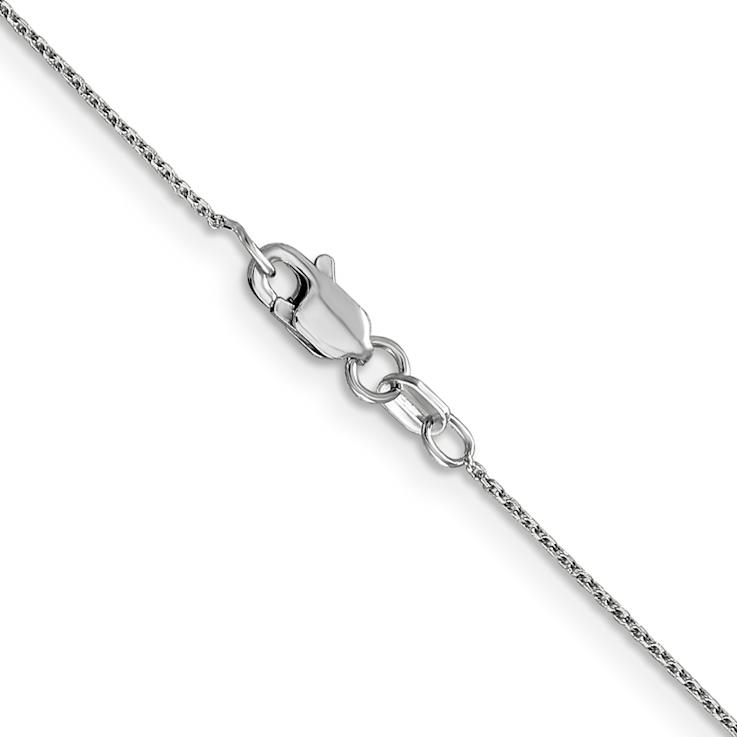 Rhodium Over 14k White Gold 0.8mm Solid Diamond-Cut Round Open Link
Cable 20 Inch Chain