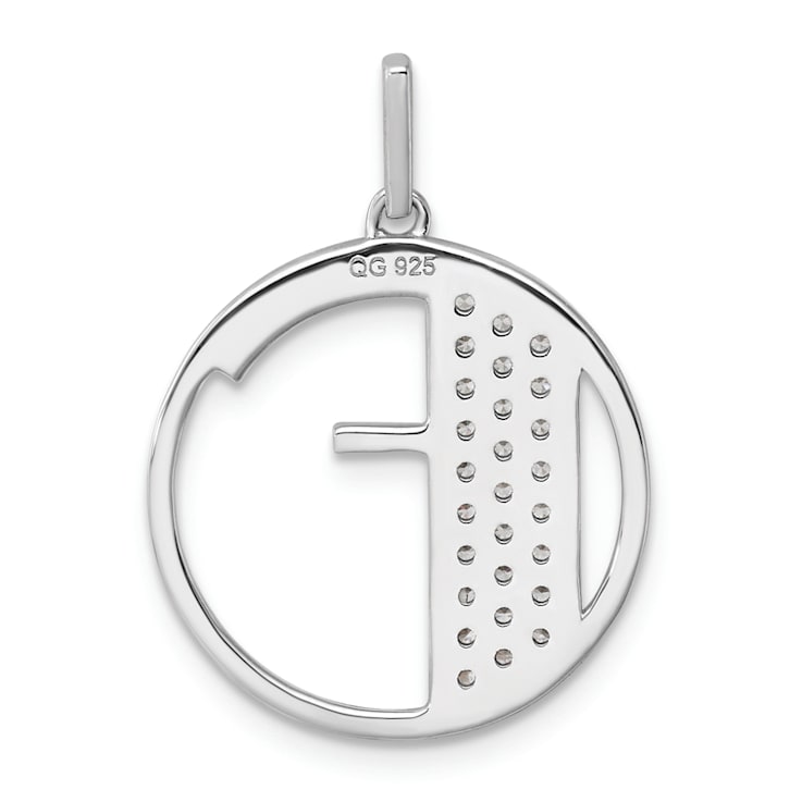 14K White Gold Gatsby Diamond Initial F Charm