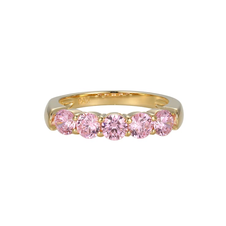 Pink Cubic Zirconia 18k Yellow Gold Over Sterling Silver Ring 2.16ctw