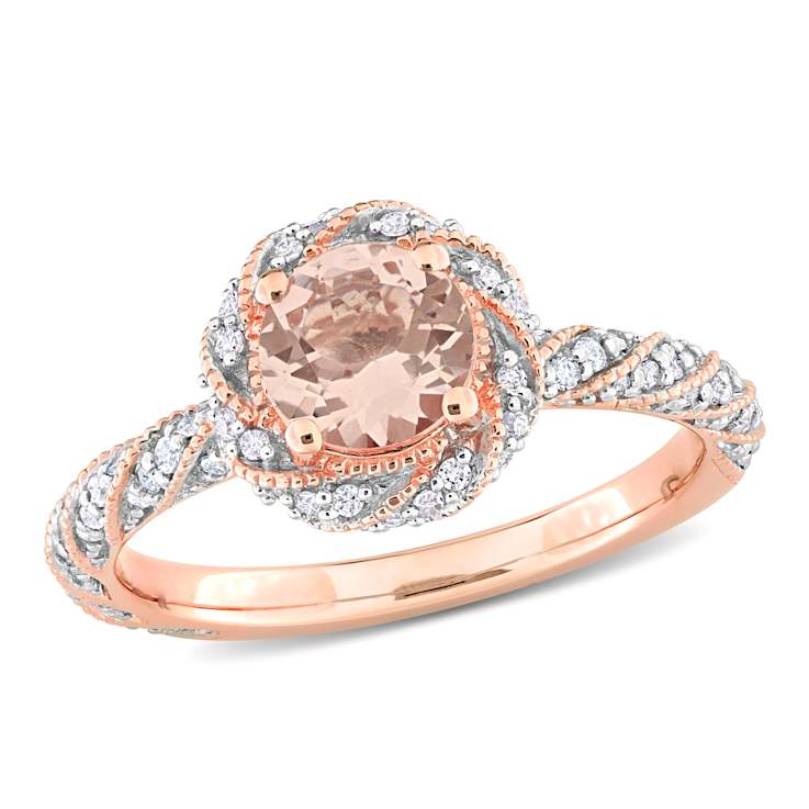 Morganite and Diamond 14K Rose Gold Ring 1.09ctw