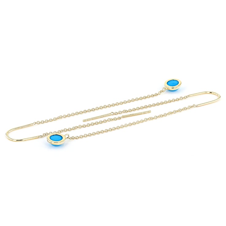 Turquoise Threader Earrings In 10K Yellow Gold 5mm