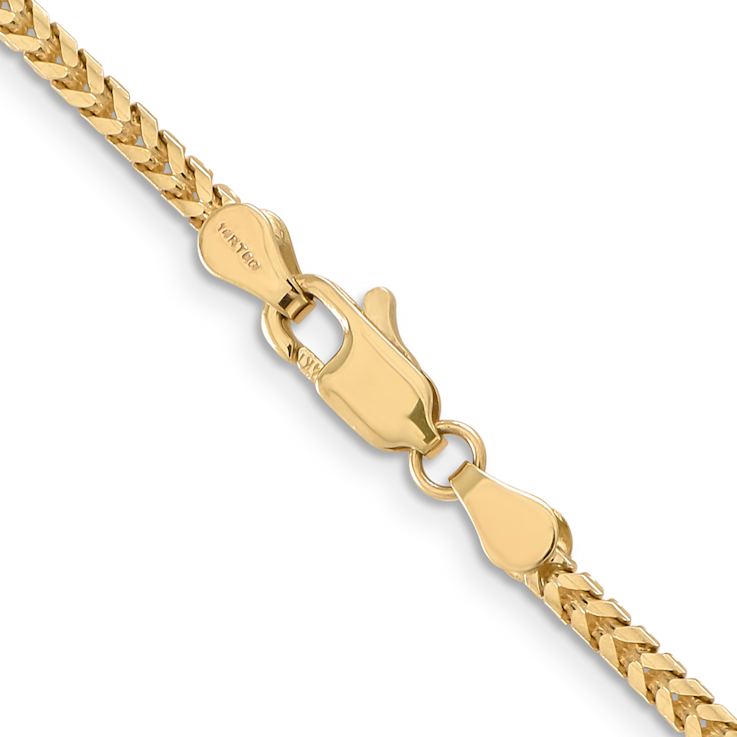 14k Yellow Gold 2.5mm Solid Franco 22 Inch Chain