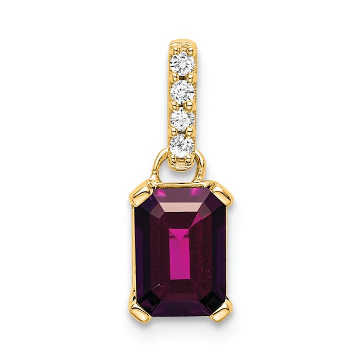 10k Yellow Gold 1 ctw Rhodolite Garnet and Accent Diamond Pendant