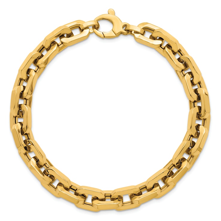 14K Yellow Gold 8.7mm Fancy Link 8.5 Inch Bracelet
