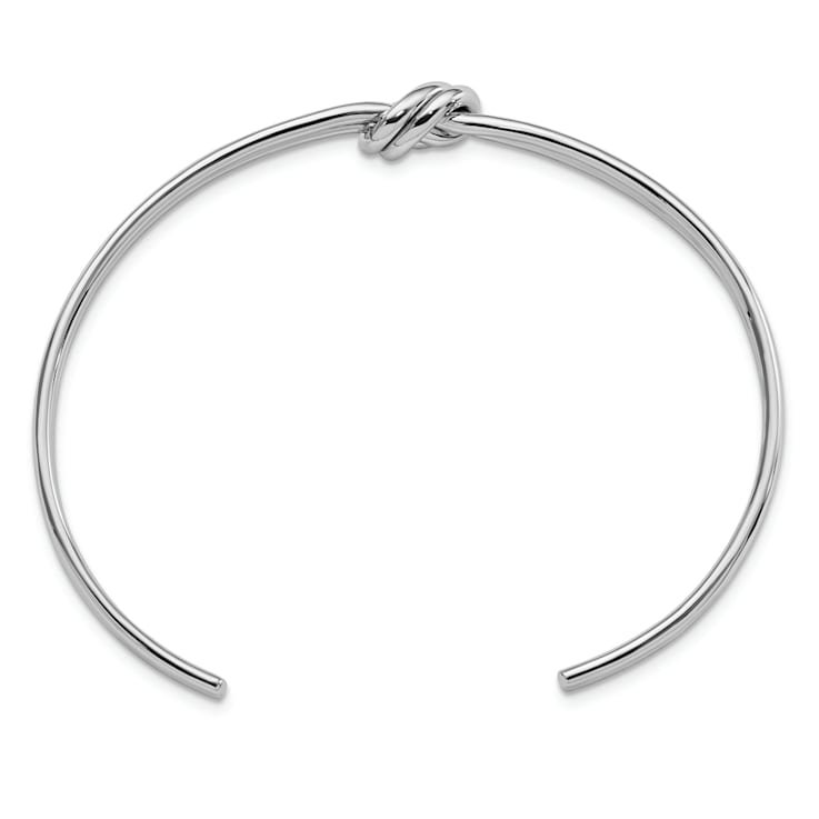 Rhodium Over Sterling Silver Polished Knot Cuff Bracelet