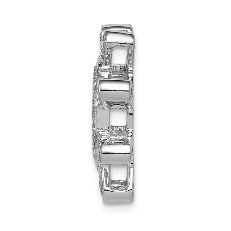 Rhodium Over 14k White Gold Diamond Ship Wheel Pendant