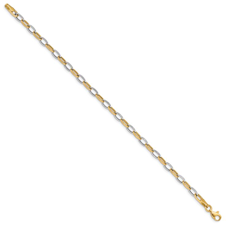 14k Two-tone Gold 4mm Polished Open Link Bracelet