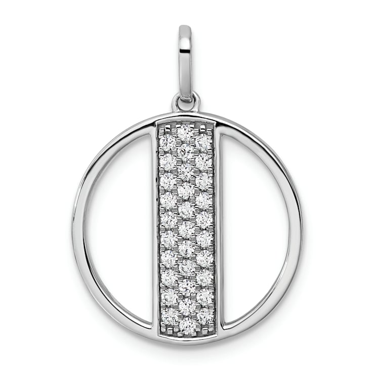 14K White Gold Gatsby Diamond Initial I Charm