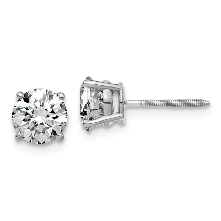 Rhodium Over 14K White Gold 1.75ct. 6.0mm Round G H I True Light
Moissanite Screwback Earrings