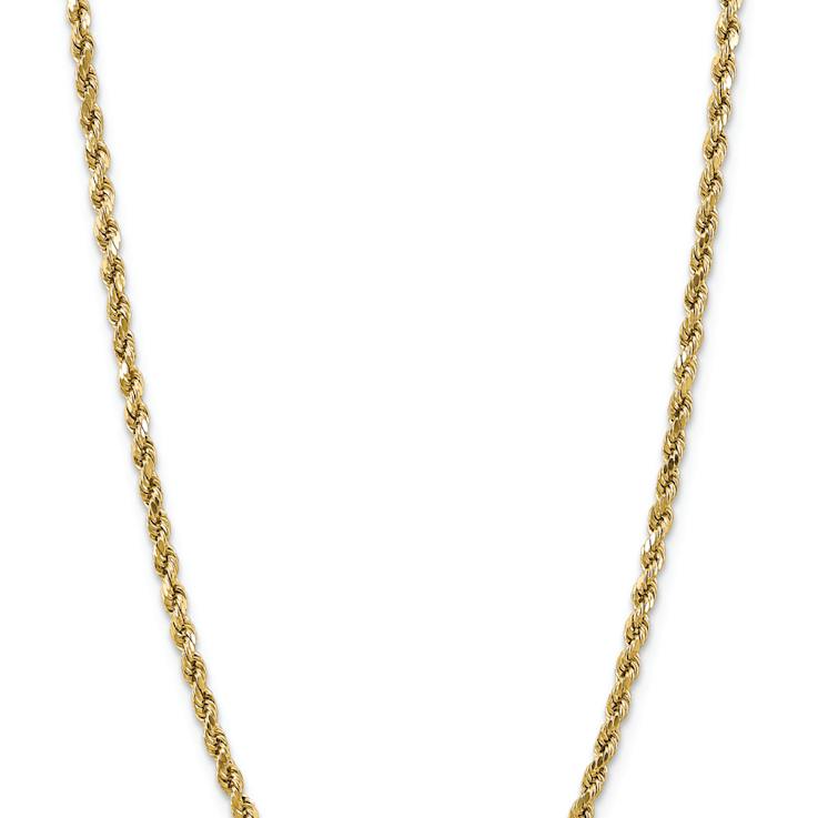 14k Yellow Gold 4.9mm Diamond-Cut Rope 24 Inch Chain