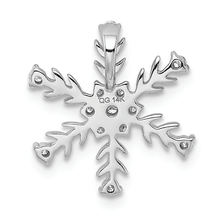 Rhodium Over 14k White Gold Diamond Snowflake Chain Slide Pendant