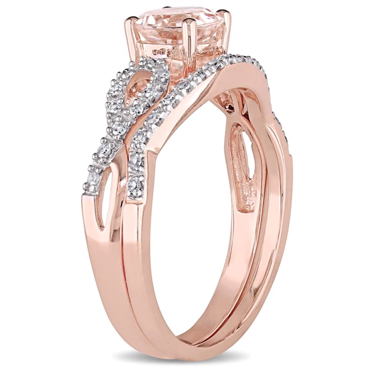 Morganite and Diamond 10K Rose Gold Ring 0.99ctw