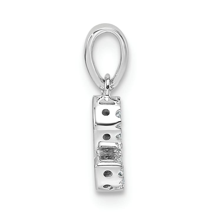 14K White Gold Diamond Letter S Initial with Bail Pendant