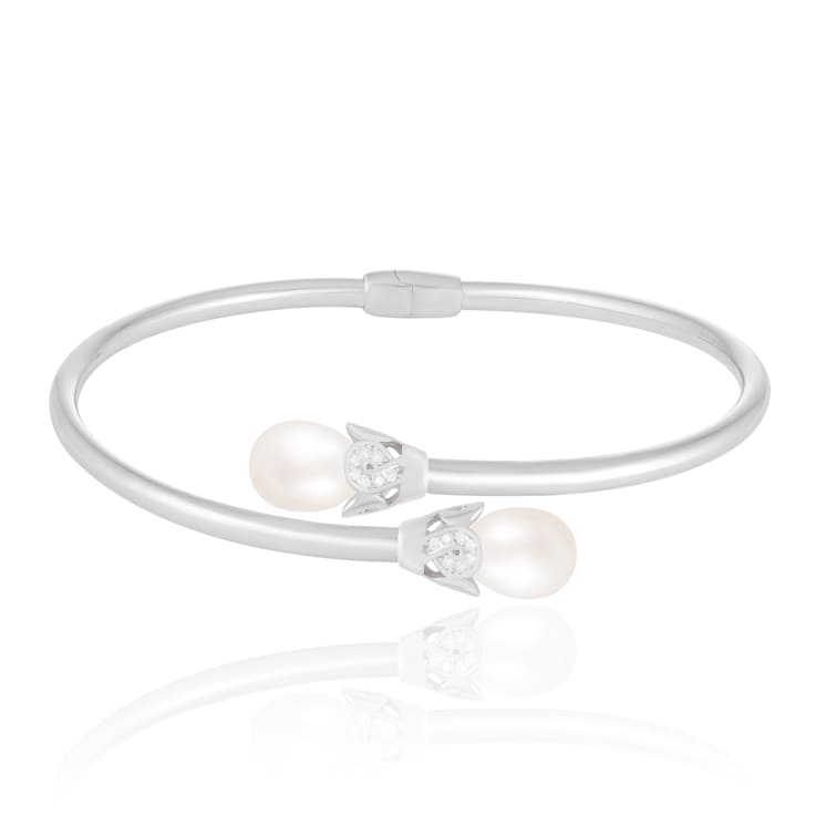 8.5-9mm White Cultured Freshwater Pearl Silver  Bracelet