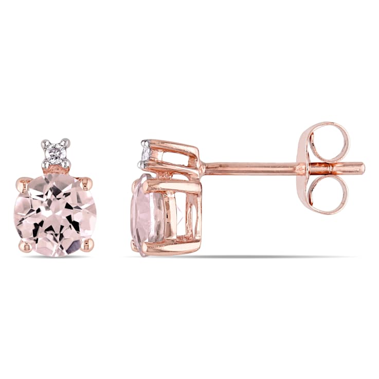Moranite and Diamond 10K Pink Gold Earrings 0.98ctw