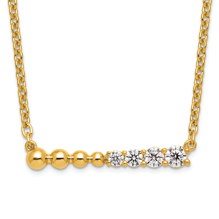 14K Yellow Gold Lab Grown Diamond SI1/SI2, G H I, Beaded Bar 18 Inch
Necklace 0.25ctw