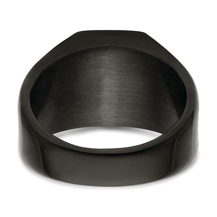 Stainless Steel Polished Black IP-plated Signet Ring