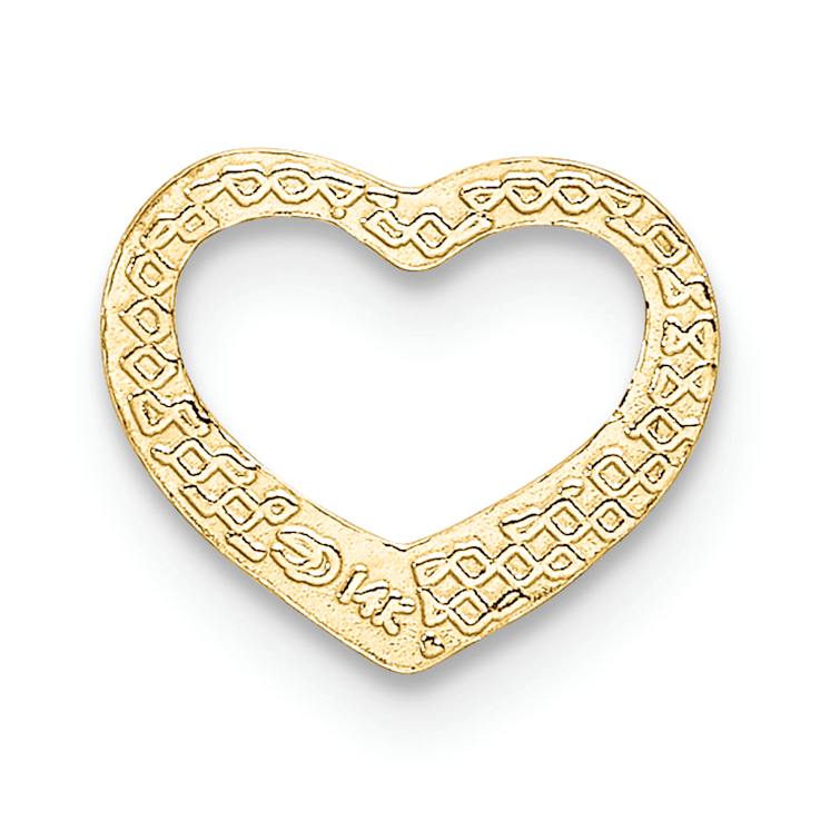 14k Yellow Gold Polished Mini Floating Heart Chain Slide Pendant