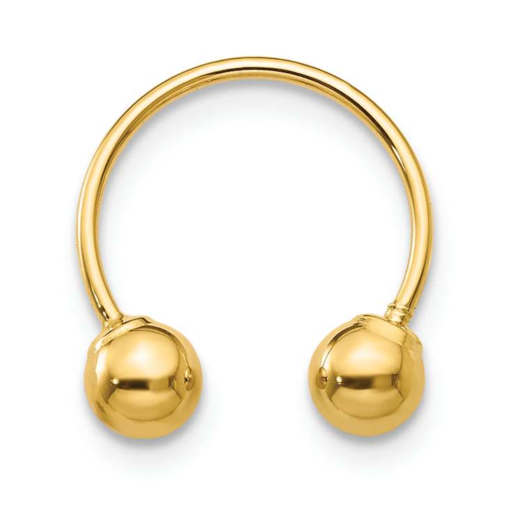 14k Yellow Gold Single Beaded 1/2" Half Hoop Earring
