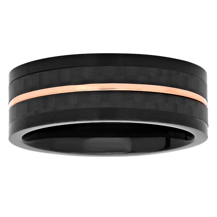 Robert Alton Men's Rose Ion Plated 8mm Band Ring In Stainless Steel