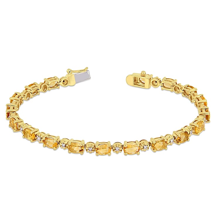Citrine and Diamond Accent 18k Yellow Gold Over Sterling Silver Tennis
Bracelet 8.10ctw