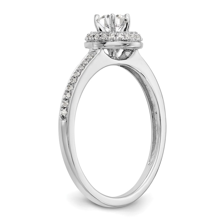 Rhodium Over 14K White Gold Lab Grown Diamond Complete Halo Engagement
Ring 0.405ctw