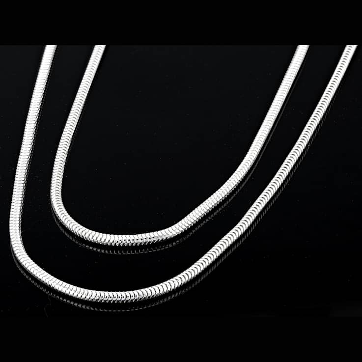 Snake Chain Necklace Set Of 2 In Sterling Silver 18 And 20 Inch