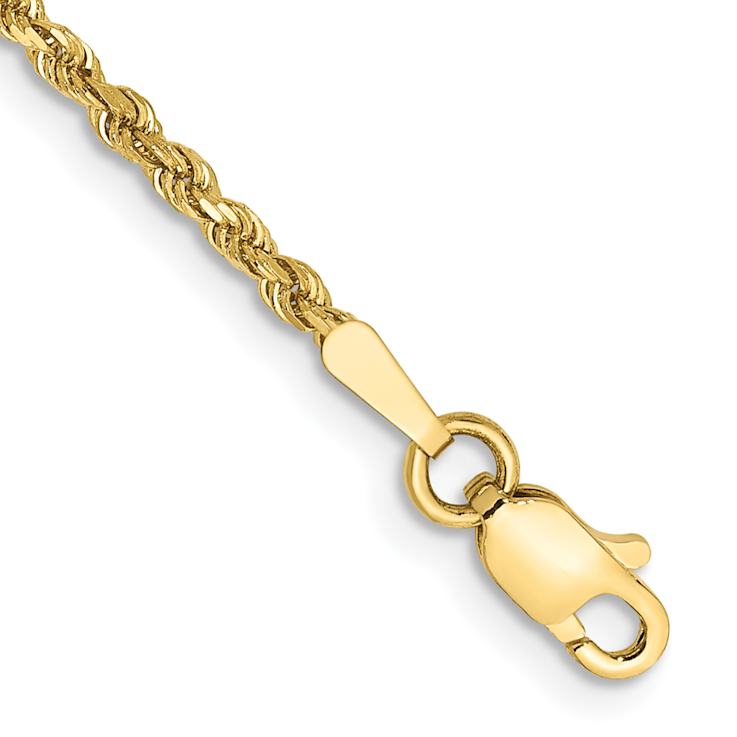 10k Yellow Gold 1.75mm Diamond-Cut Rope Link Bracelet