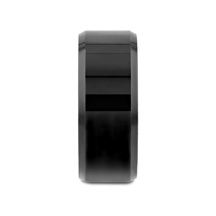 INFINITY Black Tungsten Ring with Beveled Edges 10mm