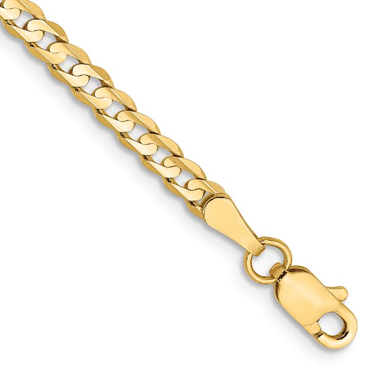 10k Yellow Gold 3mm Open Concave Curb Link Bracelet