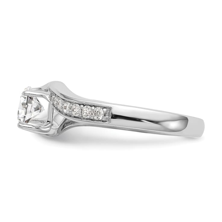 Rhodium Over 14K White Gold Lab Grown Diamond By-Pass Complete
Engagement Ring 0.656ctw