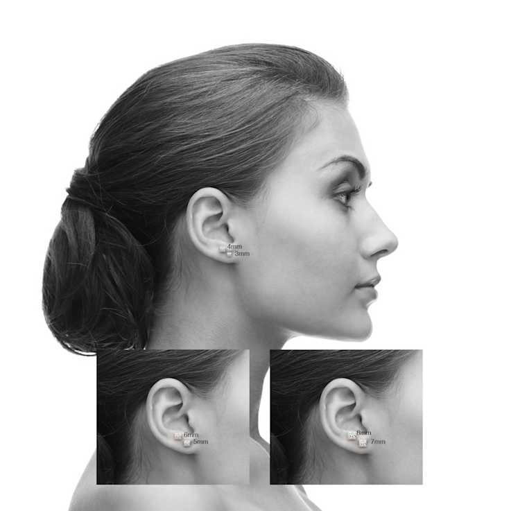 14k White Gold Cubic Zirconia Square Stud Earrings - 8MM