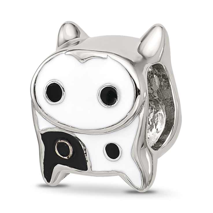Sterling Silver Enamel Cow Face Bead