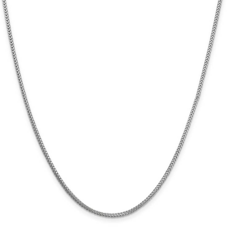 Rhodium Over 14k White Gold 1.3mm Solid Franco Link 16 Inch Chain