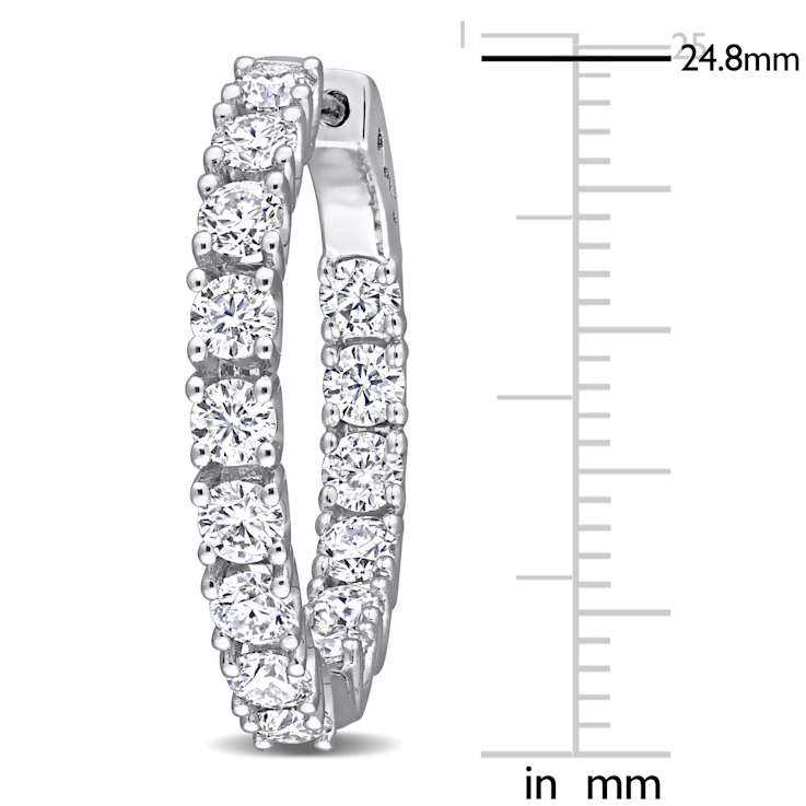 3.0ctw Created Moissanite Inside-Outside Hinged Hoop Earrings in
Sterling Silver