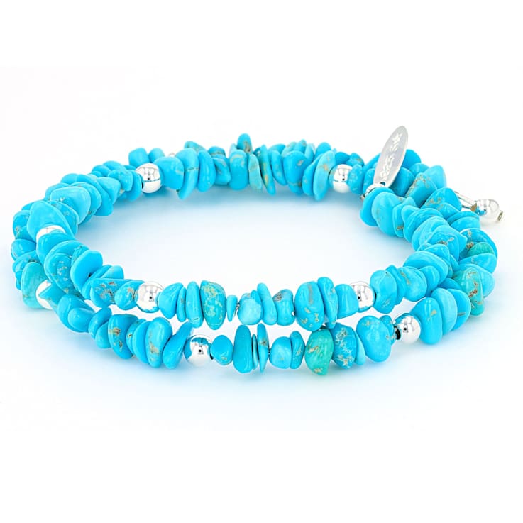 Turquoise Wrap Bracelet In Sterling Silver