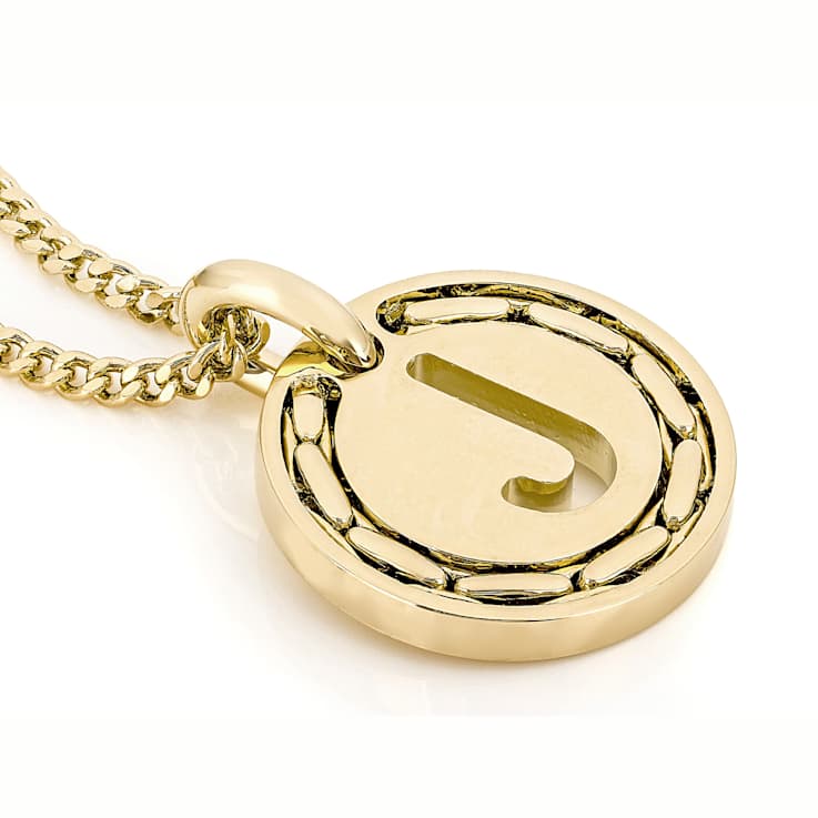 Cardano Initial J Pendant Necklace In 18K Gold Over Bronze