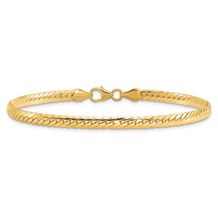 14k Yellow Gold Polished 3mm Fancy Link Bracelet