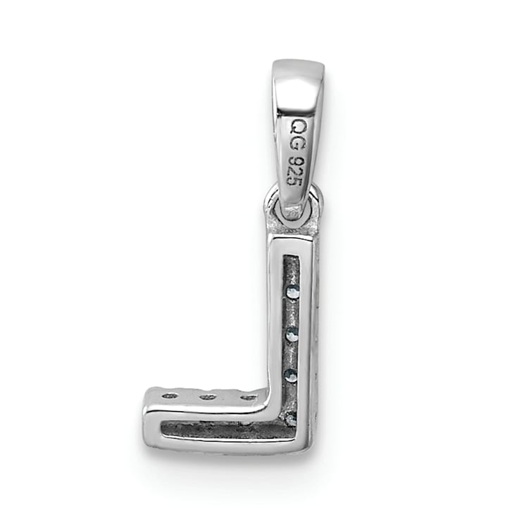 14K White Gold Diamond Letter L Initial with Bail Pendant