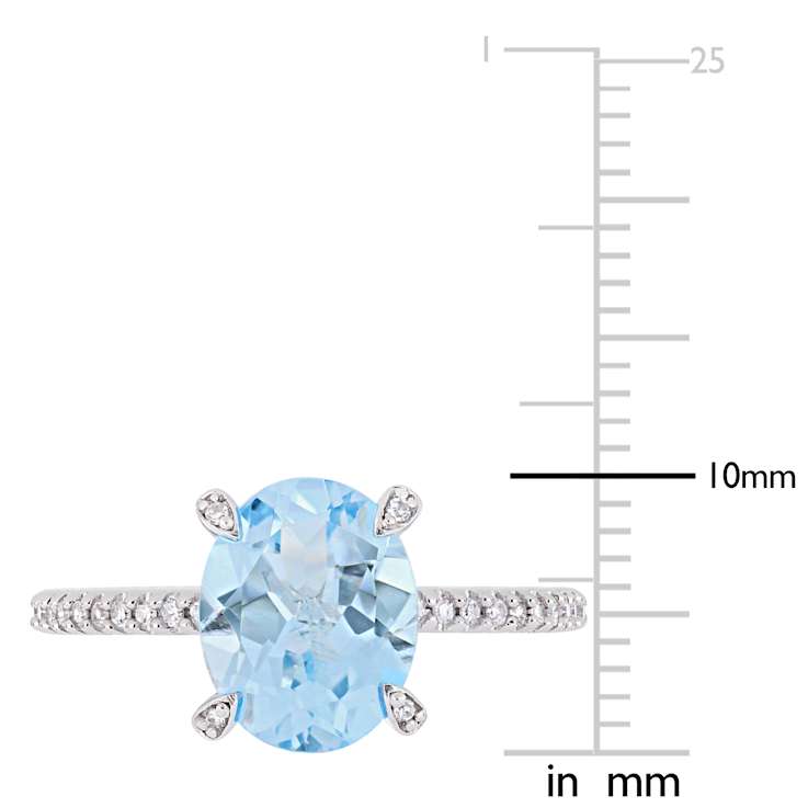 Sky Blue Topaz & Diamond 10K White Gold Ring 3.9ctw