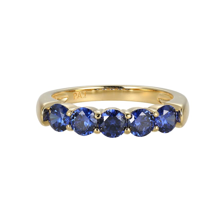 Blue Cubic Zirconia 18k Yellow Gold Over Sterling Silver Ring 1.77ctw
