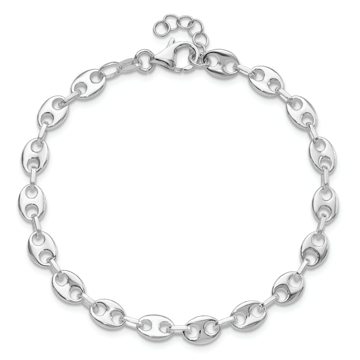 Rhodium Over Sterling Silver 7.25-inch with 0.5-inch Extension Fancy
Link Bracelet